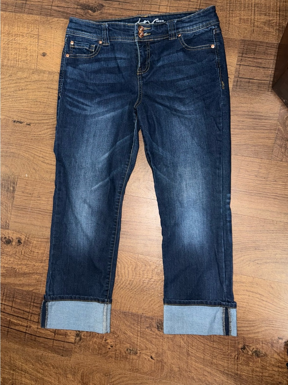 INC International Concepts Dark Blue Cropped Denim Jeans